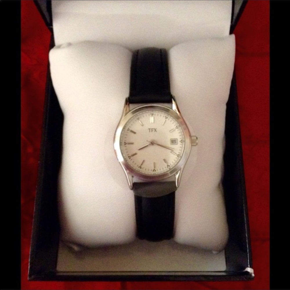 TFX By Bulova New Silver and Leather Band Watch
